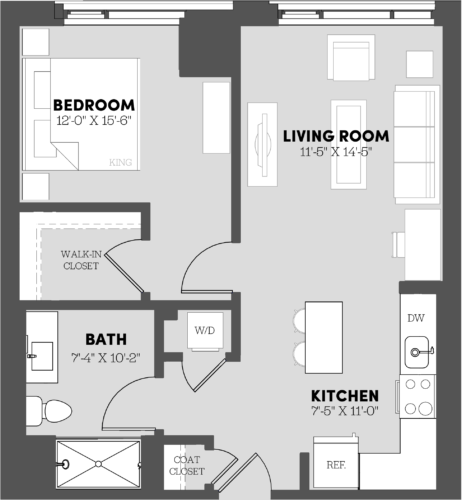 a floor plan of a bedroom apartment